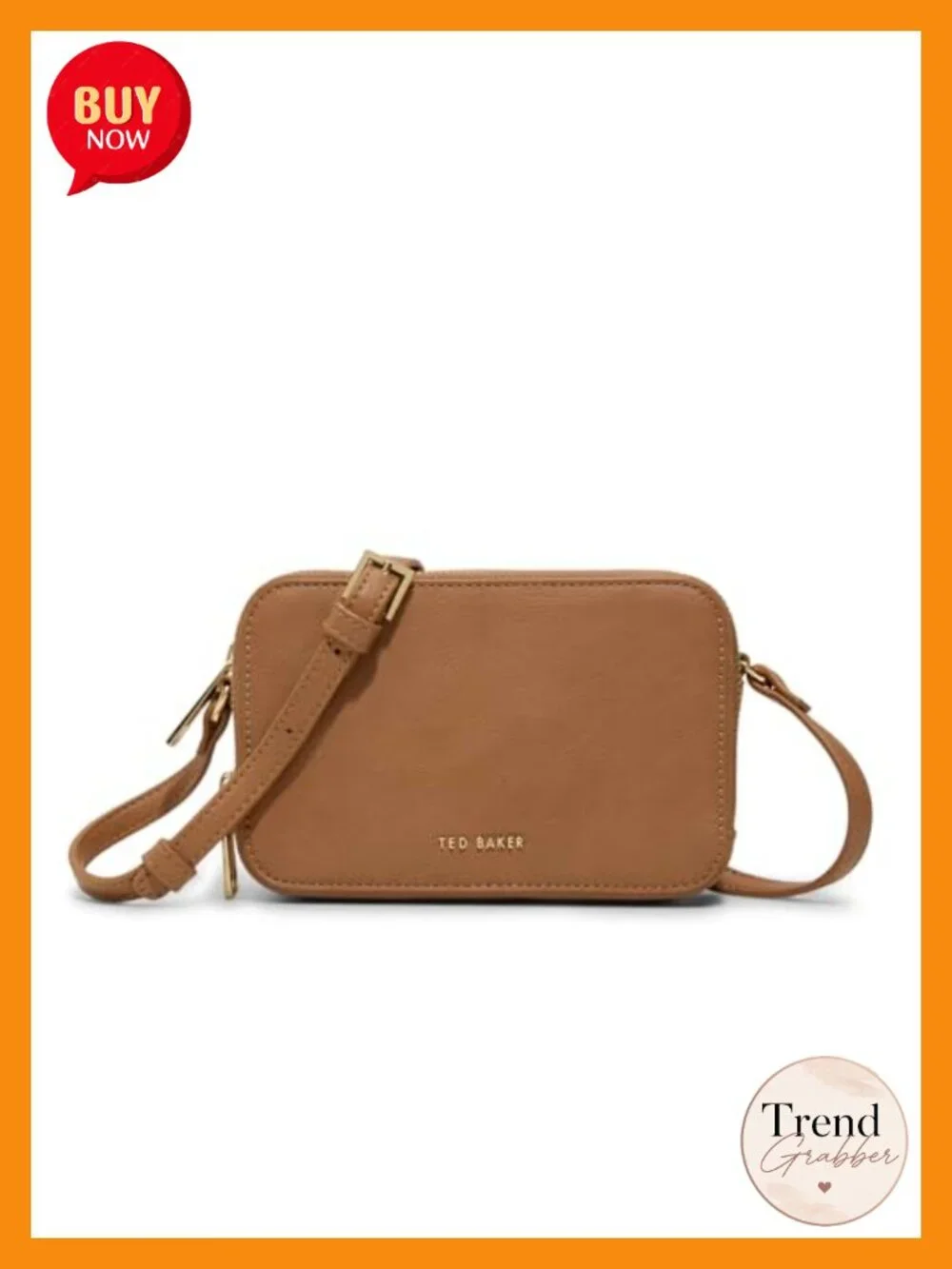 Camera Crossbody Bag with Adjustable Strap - PU Leather